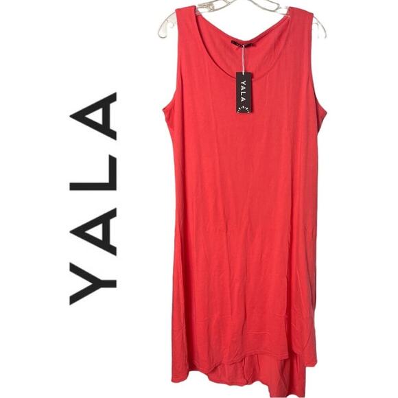 Yala Burnt Orange Asymetric Tank Dress,  casual relaxed weekend beach travel, L - Picture 2 of 6